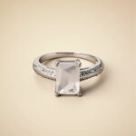 Emerald-Cut Solitaire CZ Silver Ring