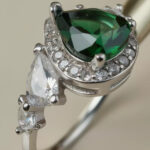 Emerald Pear-Cut Statement Silver Ring - Image 3