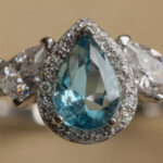 Azure Teardrop Halo CZ Silver Ring - Image 3