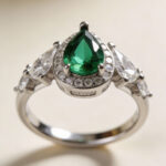 Emerald Pear-Cut Statement Silver Ring - Image 4