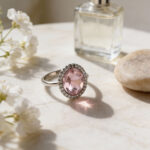 Rosé Oval Halo Statement Ring - Image 4