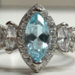 Aqua Marquis Halo CZ Silver Ring - Image 4