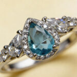 Azure Teardrop Halo CZ Silver Ring - Image 4