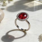 Crimson Halo CZ Silver Ring
