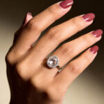 Rosé Oval Halo Statement Ring