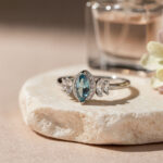 Aqua Marquis Halo CZ Silver Ring