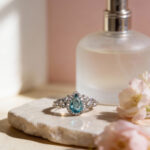Azure Teardrop Halo CZ Silver Ring - Image 5