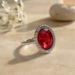 Crimson Halo CZ Silver Ring - Image 5