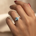 Aqua Marquis Halo CZ Silver Ring - Image 6