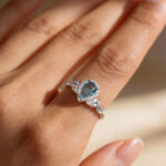 Azure Teardrop Halo CZ Silver Ring - Image 6