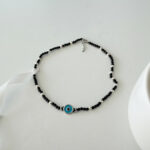 Evil Eye Black Bead Silver Anklet (Pair) - Image 3