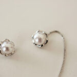 Pearl Bloom Silver Thread Earrings - Image 3