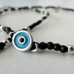 Evil Eye Black Bead Silver Anklet (Pair) - Image 4