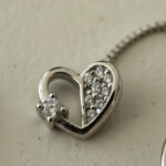 Floating Heart CZ Silver Thread Earrings - Image 4