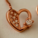 Rosé Heart CZ Silver Thread Earrings - Image 4