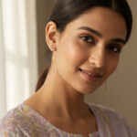 Rosé Heart CZ Silver Thread Earrings