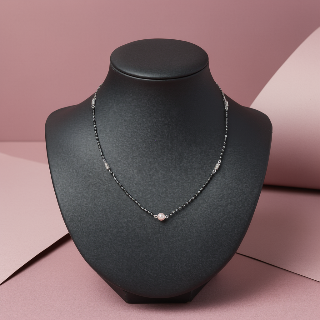 image-gen (21) Pink Pearl Grace Mangalsutra - Image 1