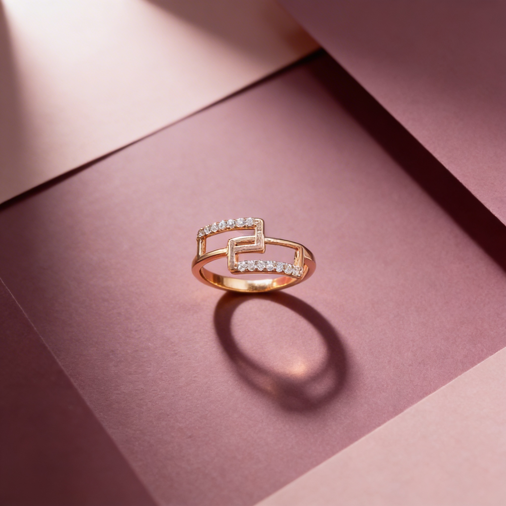 image-gen (3) Geometric Zircon Ring – Rose Gold Finish - Image 1