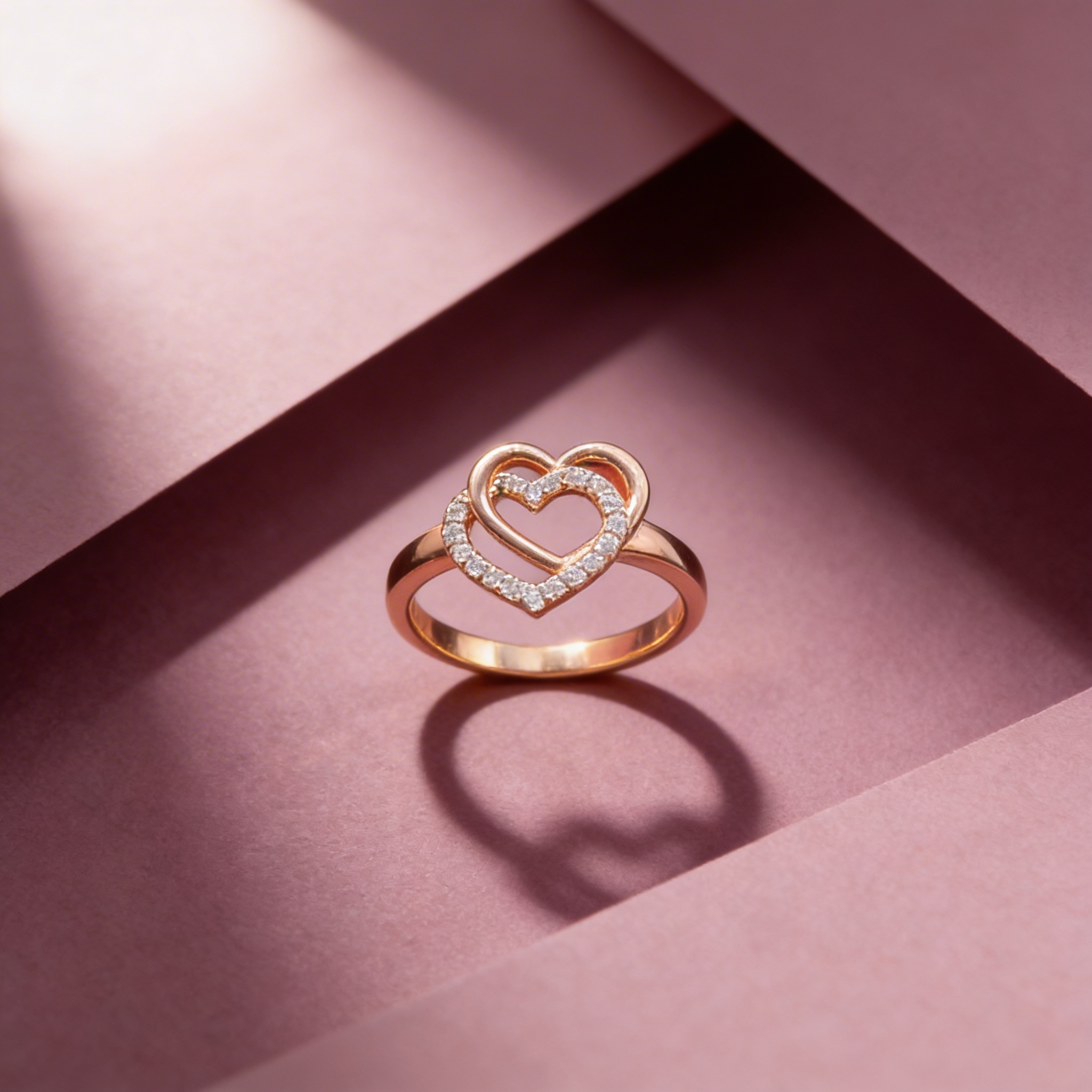 image-gen (5) Eternal Layers Heart Ring – Rose Gold Finish - Image 1