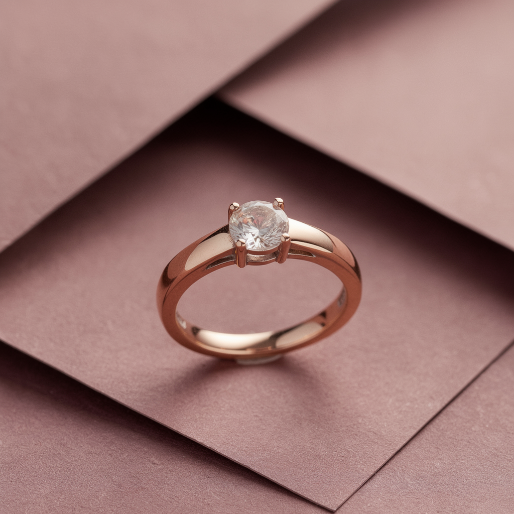 image-gen (6) Elegant Rose Gold Solitaire Engagement Ring - Image 1