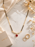 Aarumi Heart Charm Mangalsutra Necklace – 925 Sterling Silver (Gold Finish) - Image 4