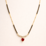 Aarumi Heart Charm Mangalsutra Necklace – 925 Sterling Silver (Gold Finish)